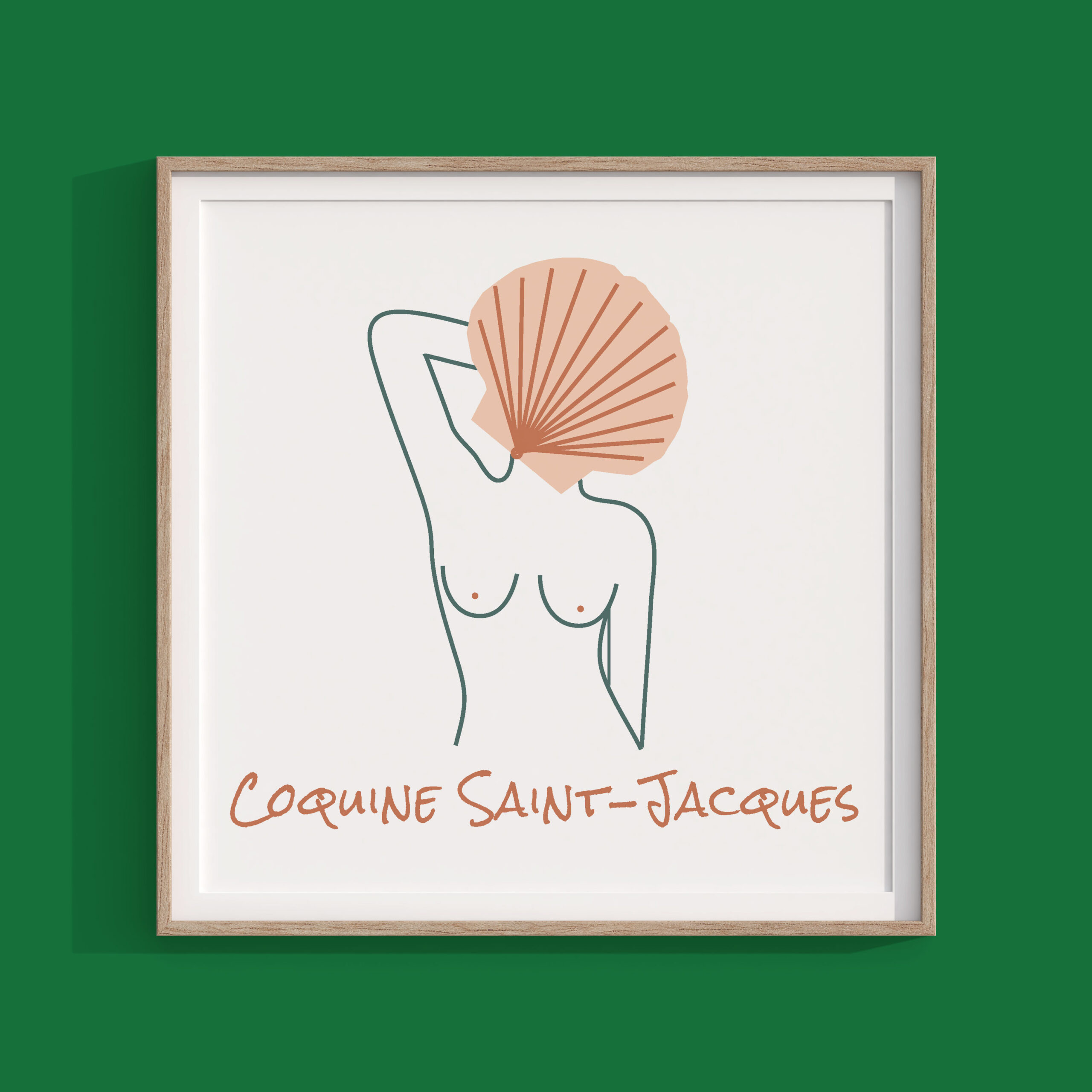 " Coquine Saint-Jacques ". Illustration d'une femme avec une tête de coquillage